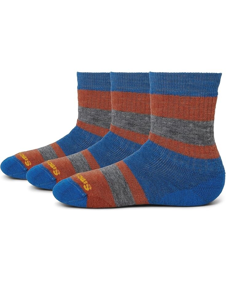 

Носки Smartwool Kids Hike Full Cushion Striped Crew 3-Pack, цвет Laguna Blue
