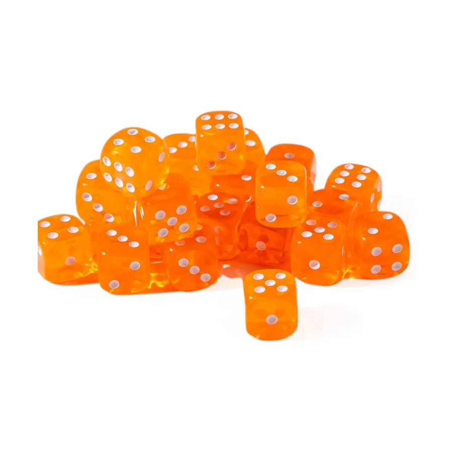 

12 мм d6 Оранжевый полупрозрачный с белым (25), Dice - 25 Piece D6 Sets (Easy Roller Dice)