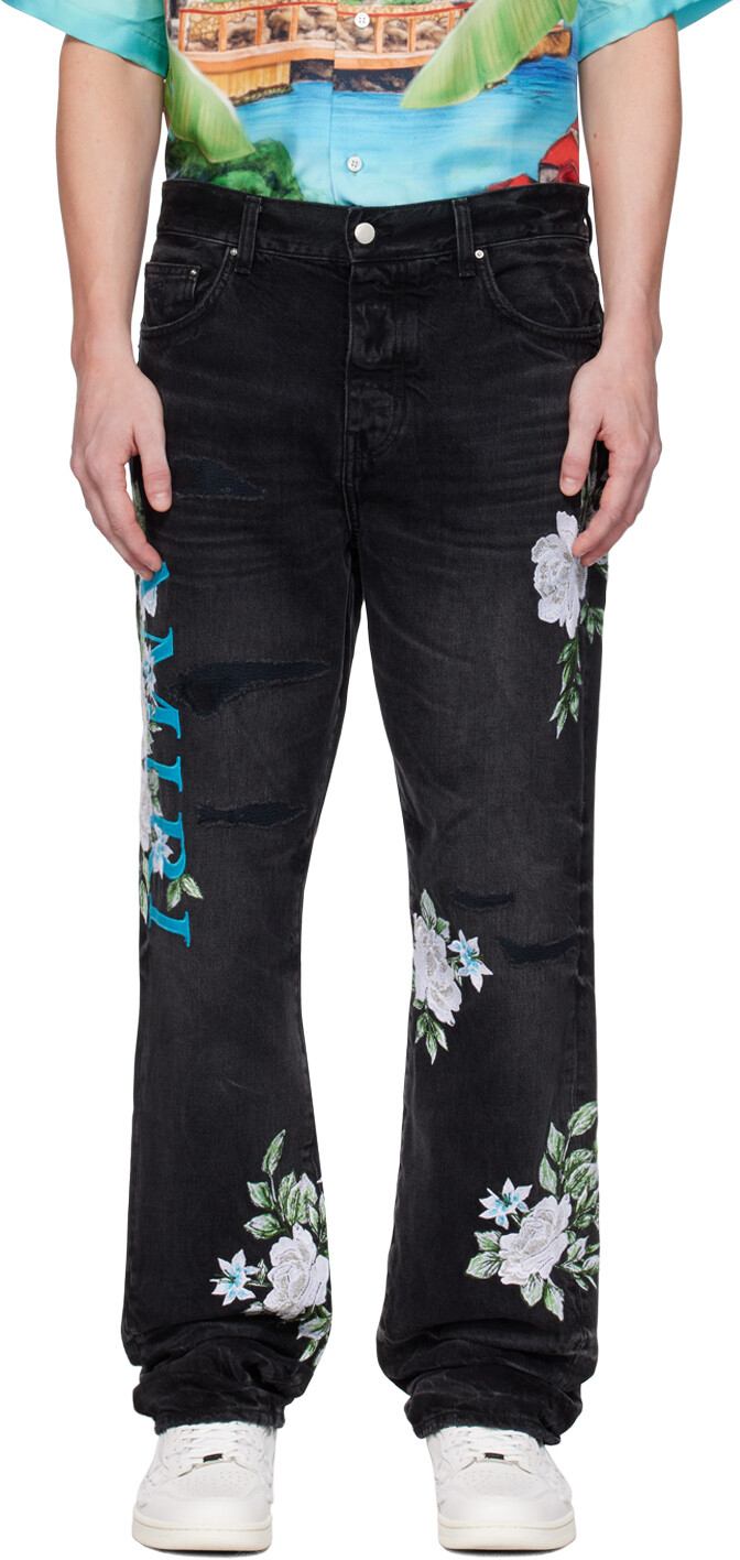 

AMIRI Черные джинсы с вышивкой