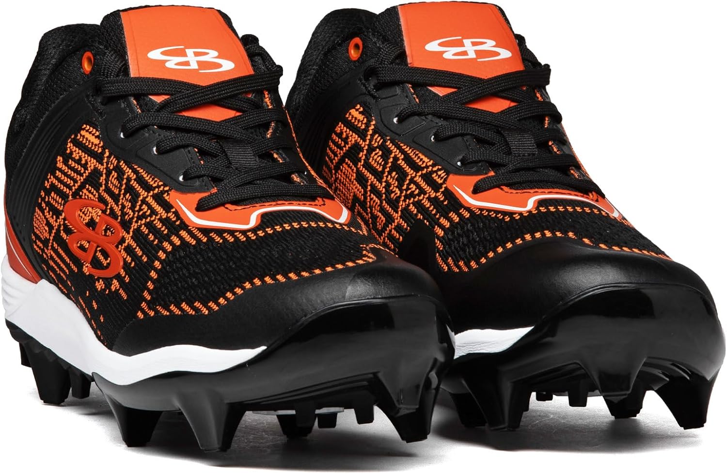 Мужские бутсы Boombah Viper Pureknit с литой подошвой - Status - Разные цвета - Разные размеры, черный/оранжевый — фото 4