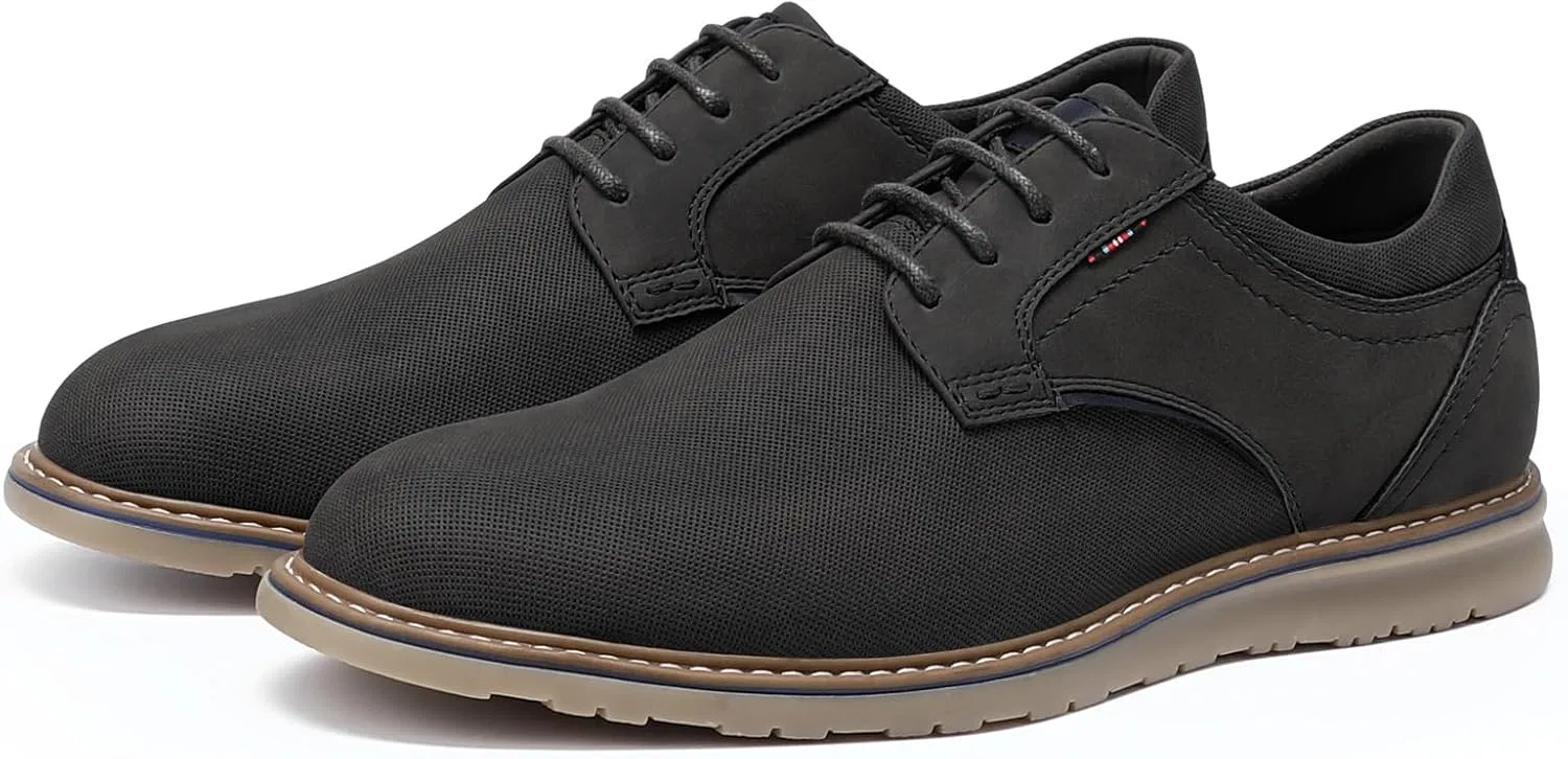 Кроссовки Allthemen Herren Anzugschhuhe Atmungsaktiv Schnürschuhe повседневные Lederschuhe Sportlich Schuhe Business Freizeit, Schwarz — фото 2