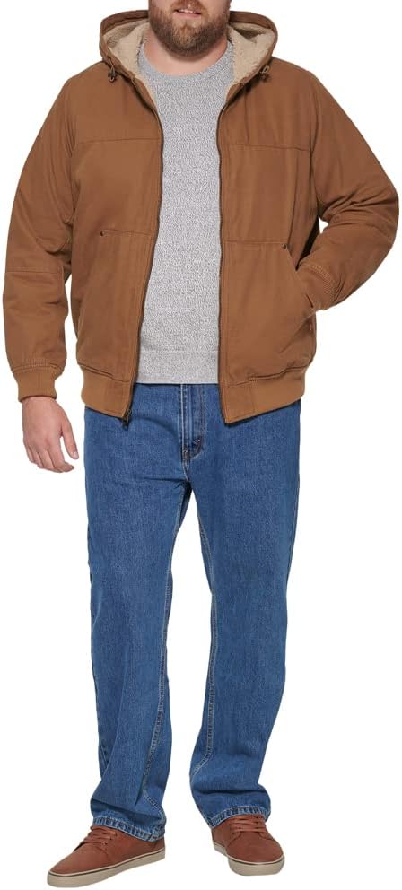 Мужская рабочая куртка-бомбер Levi's из хлопчатобумажной ткани с капюшоном (стандартные размеры, большие и высокие), Brown — фото 2