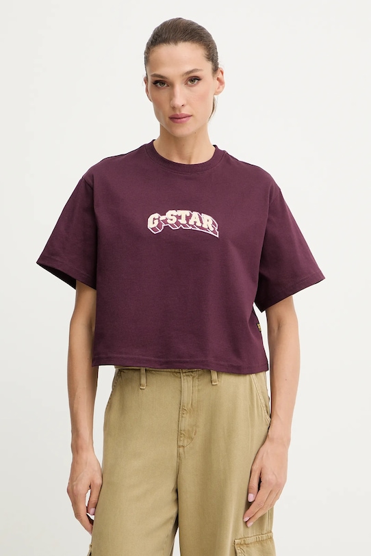 

Хлопковая футболка G-Star, фиолетовый