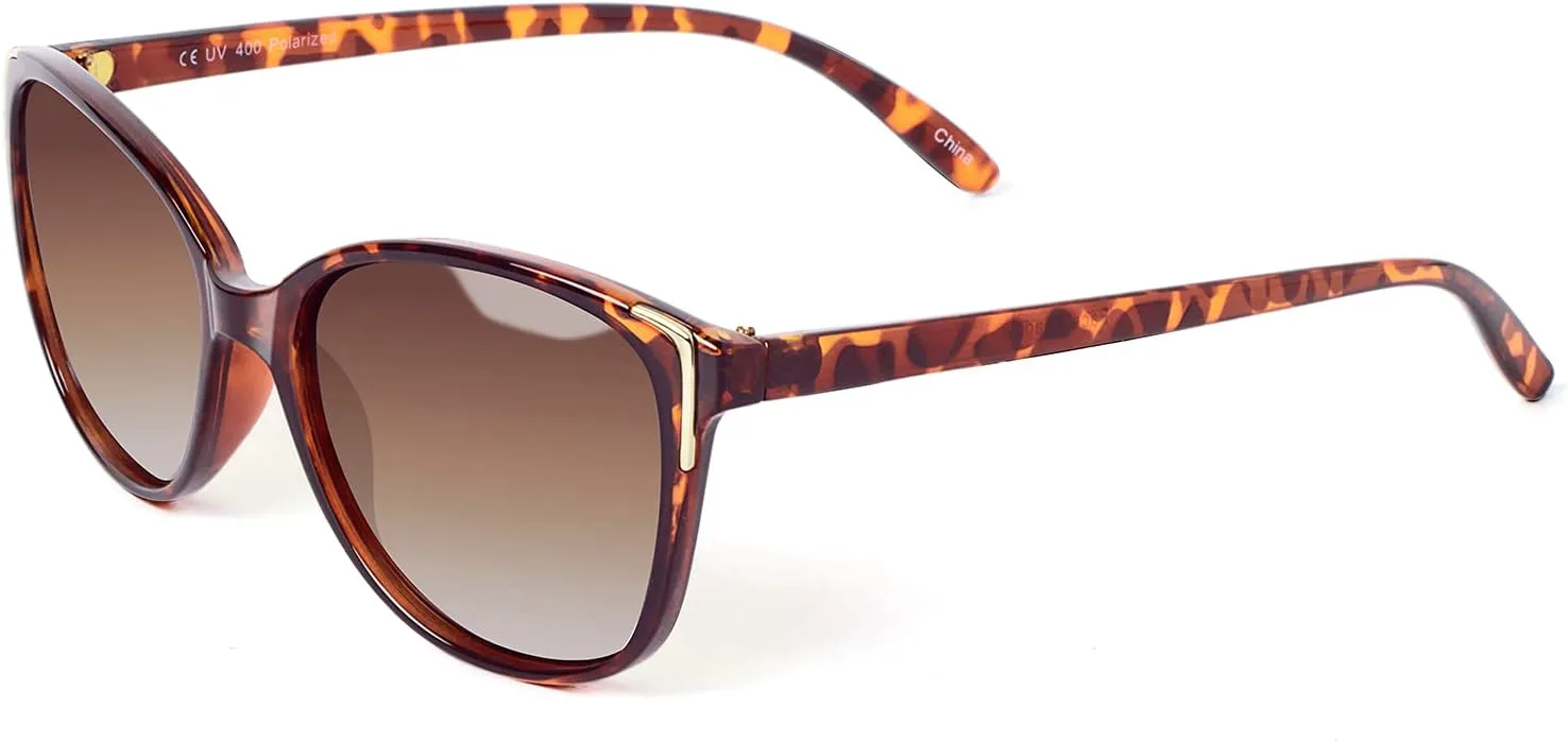 

Поляризованные солнцезащитные очки Face Shadow для женщин, очки «кошачий глаз» для небольшого лица, сверхлегкая защита UV400, Brown Leopard Frame / Brown Lens