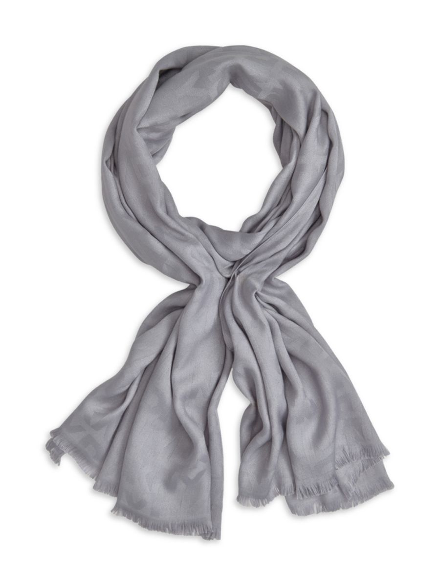 

Шарф из пашмины с логотипом DKNY, серый
