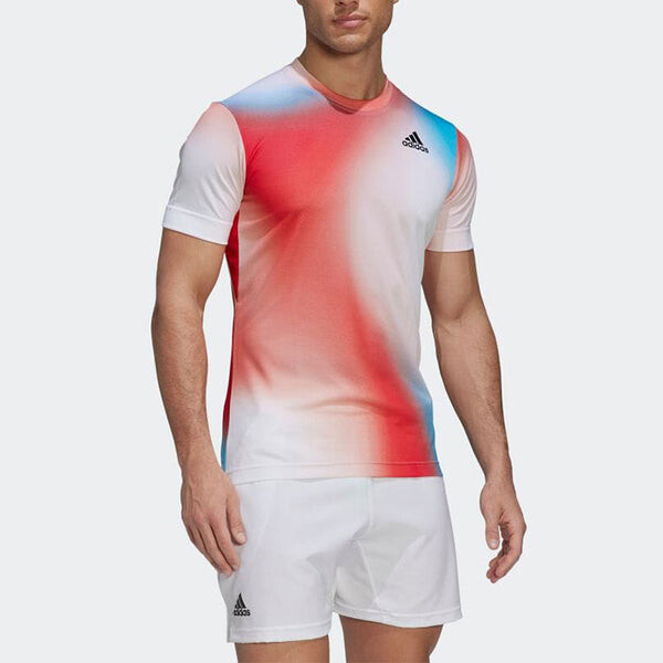 Футболка men's contrasting colors gradient logo printing round neck short sleeve multicolor t-shirt Adidas, мультиколор — фото 3