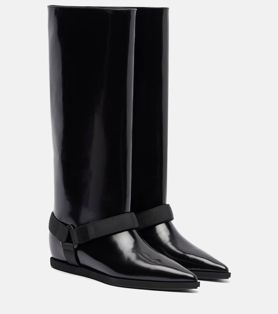 Кожаные высокие сапоги до колена Sacai, Black