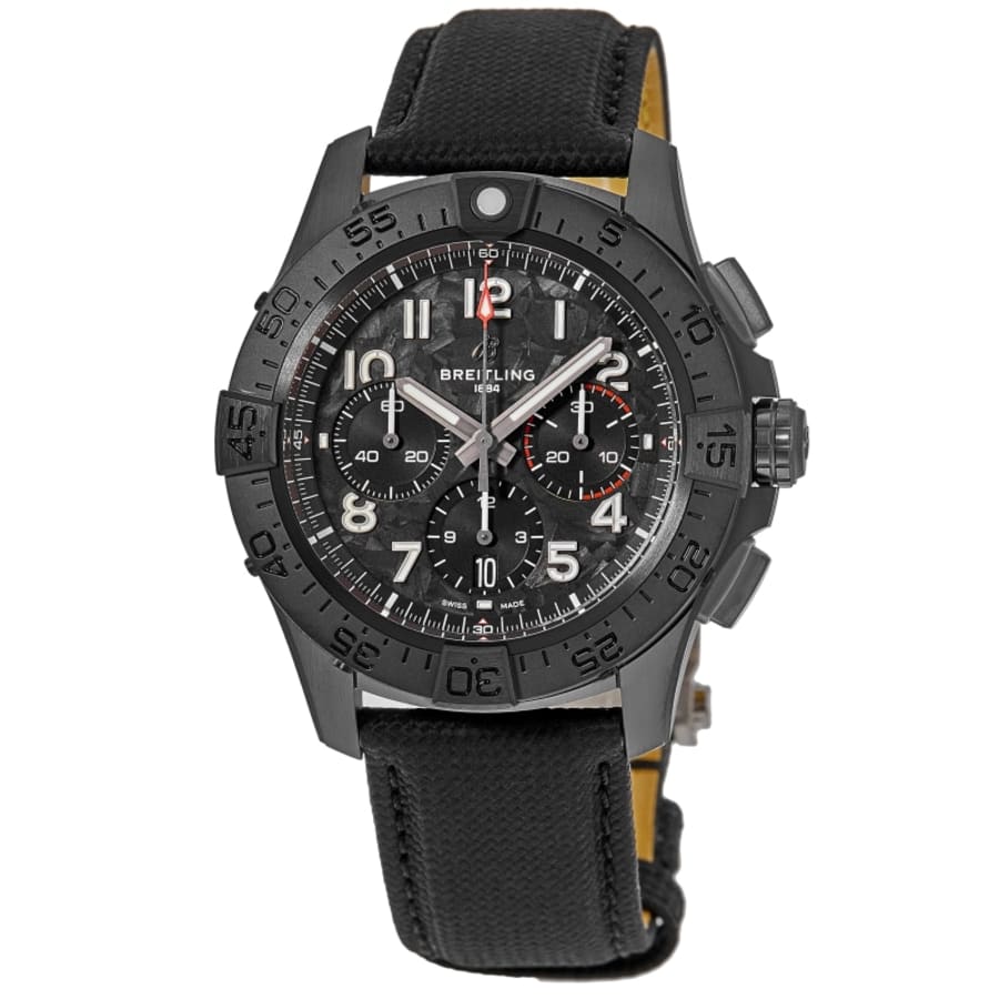

Breitling Avenger B01 Chronograph 44 Night Mission Chronograph черный циферблат кожаный ремешок мужские часы SB0147101B1X1