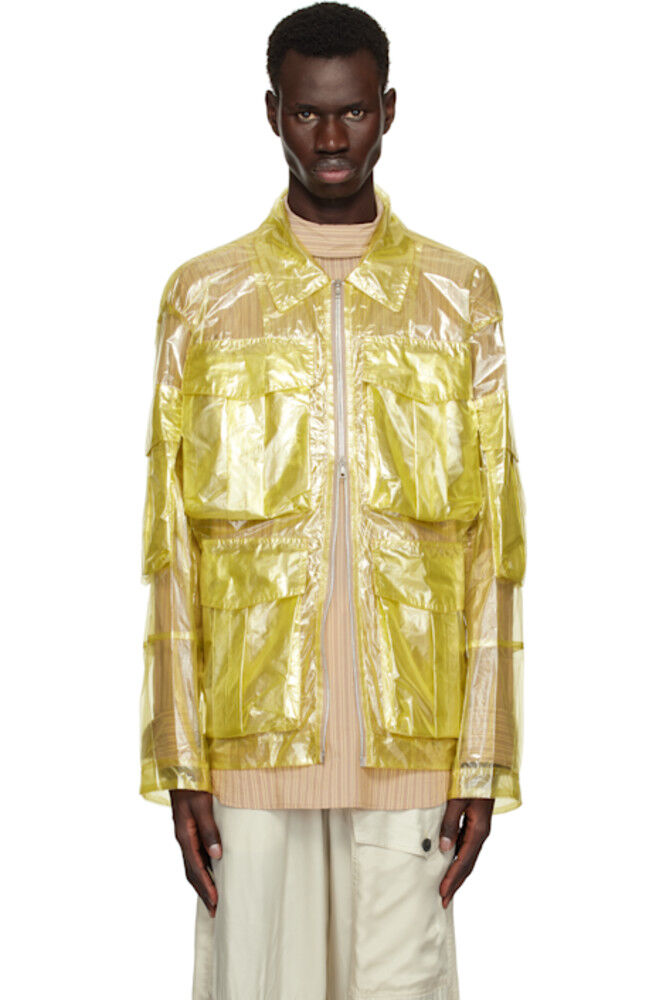 

Желтая перекрашенная прозрачная куртка Dries Van Noten
