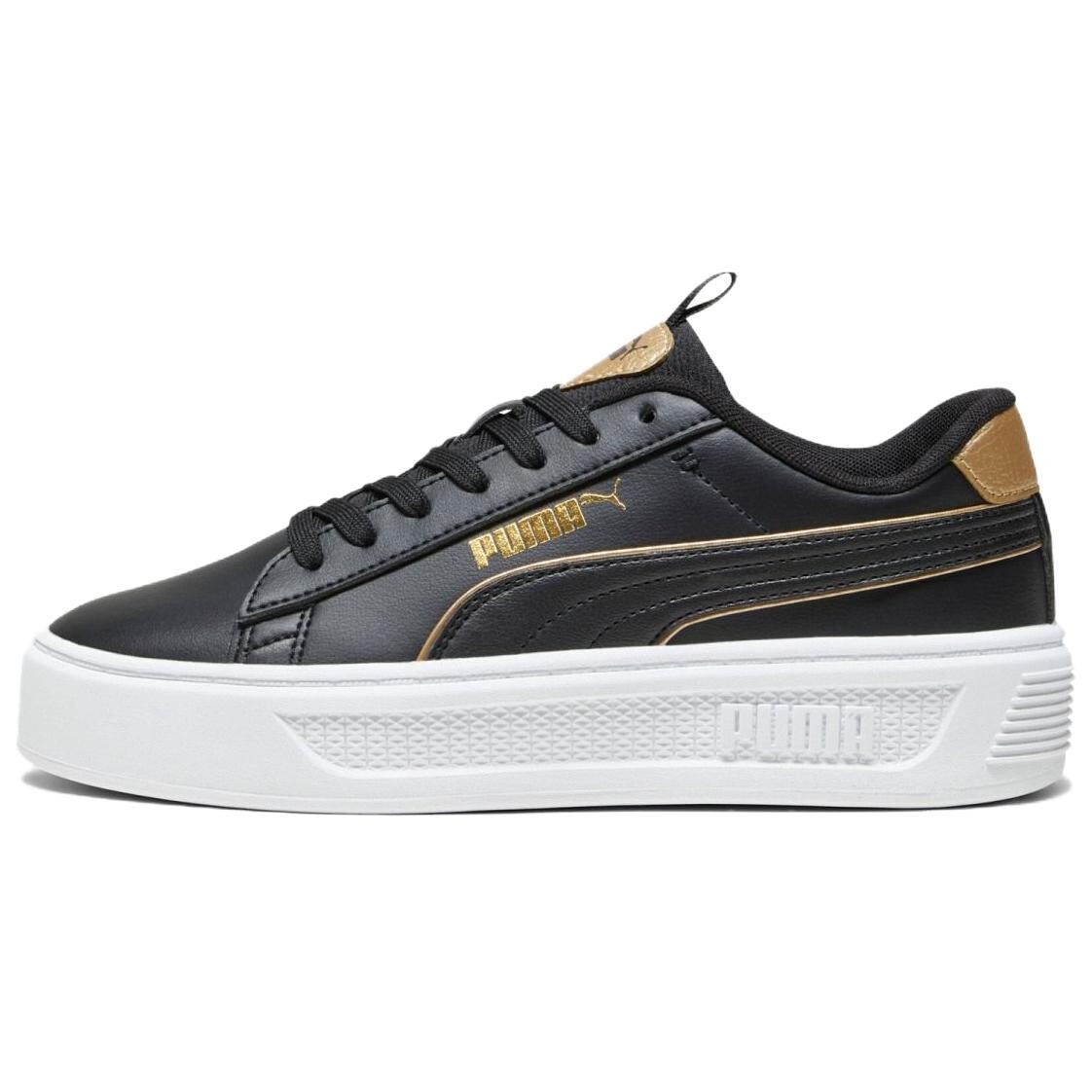 

Кроссовки Puma Smash Platform Skateboarding Shoes Women's Low-top Black/Gold, черный/золотой