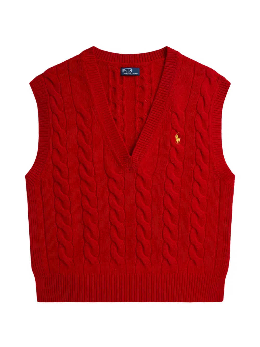 Свитер крупной вязки с V-образным вырезом Polo Ralph Lauren, красный