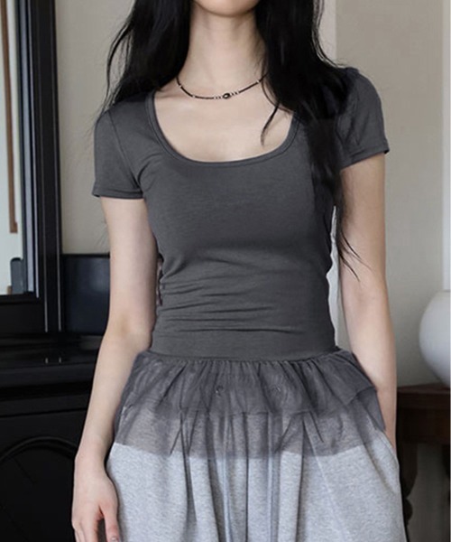 

Gossip！ロサンゼルス Топ женский с оборками, Gossip Los Angeles, серый