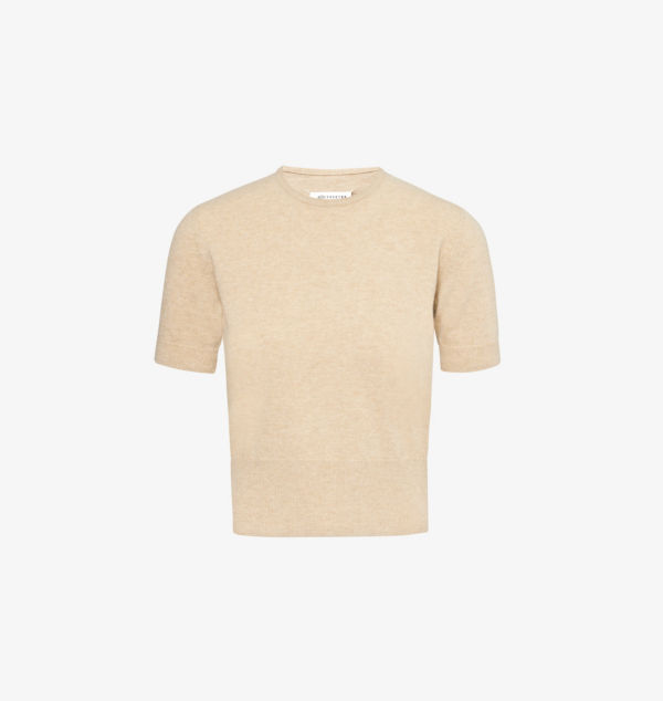 

Вязаный шерстяной джемпер с короткими рукавами Maison Margiela, цвет walnut