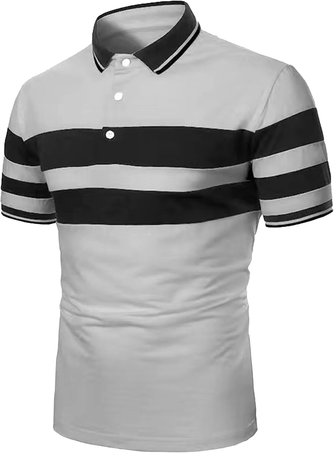 

Мужская поло для гольфа Color Block с коротким рукавом и пуговицами QOAAIE