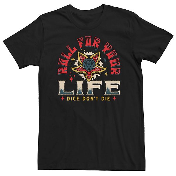 

Футболка Big & Tall Netflix Stranger Things Dice Don't Die Roll For Your Life Licensed Character