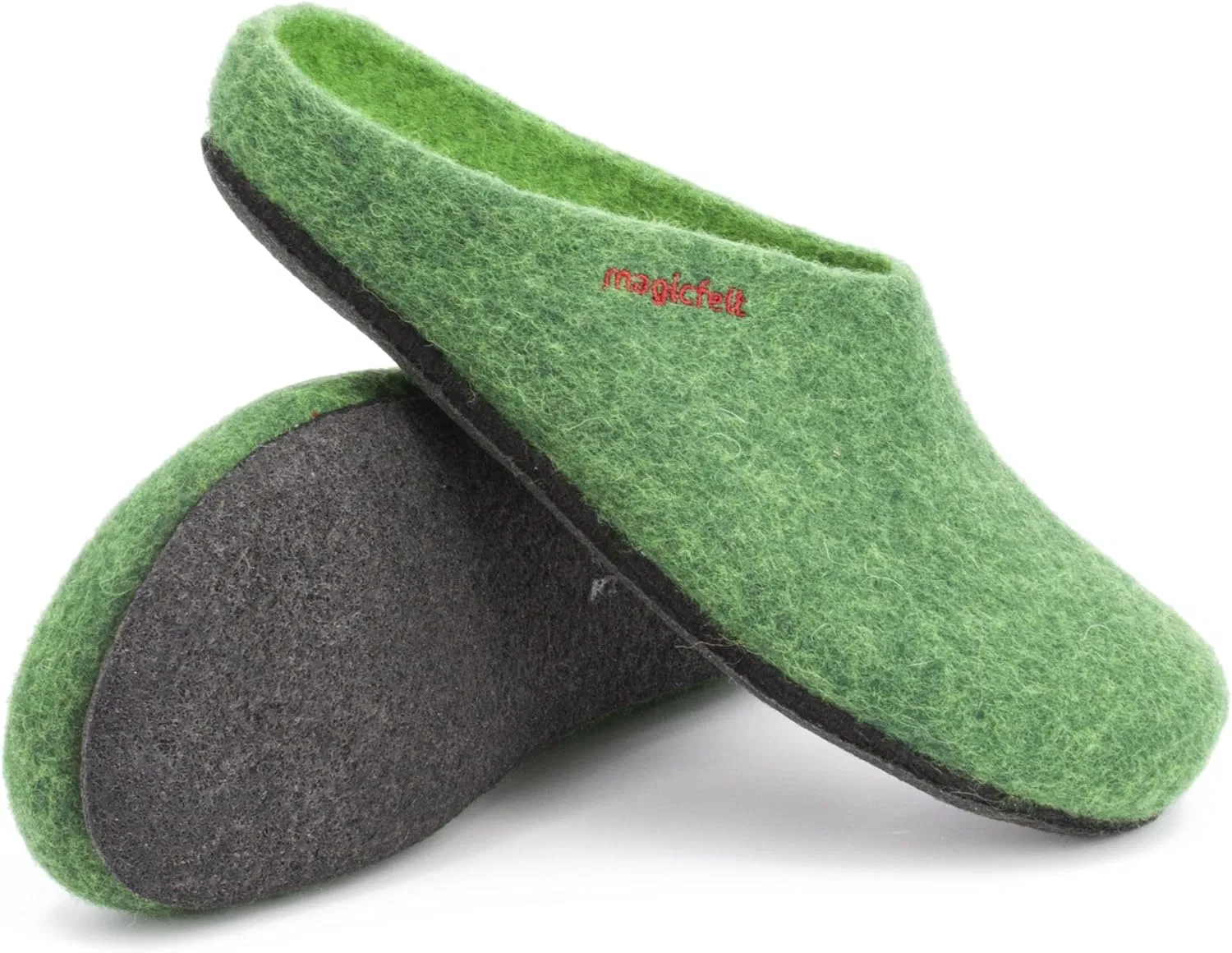 Тапочки MagicFelt AN 709 из чистой натуральной шерсти для мужчин и женщин - нескользящие и анатомической формы, Dunkelgrün