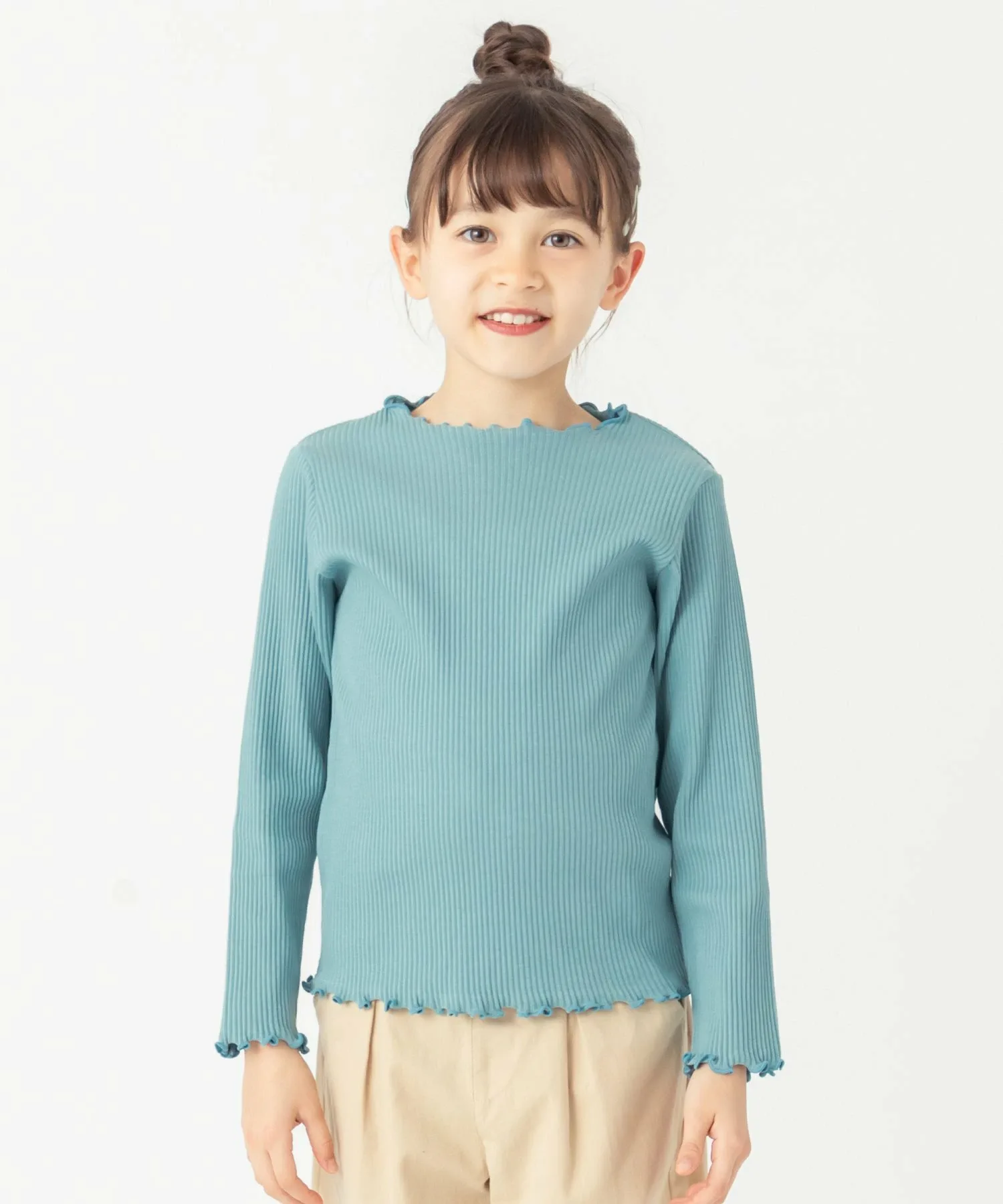 Ребристый топ с круглым вырезом Ever Closet, Mineral Blue