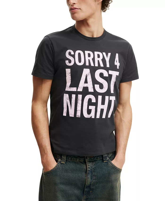 

Мужская футболка с детским принтом Cotton On, черный