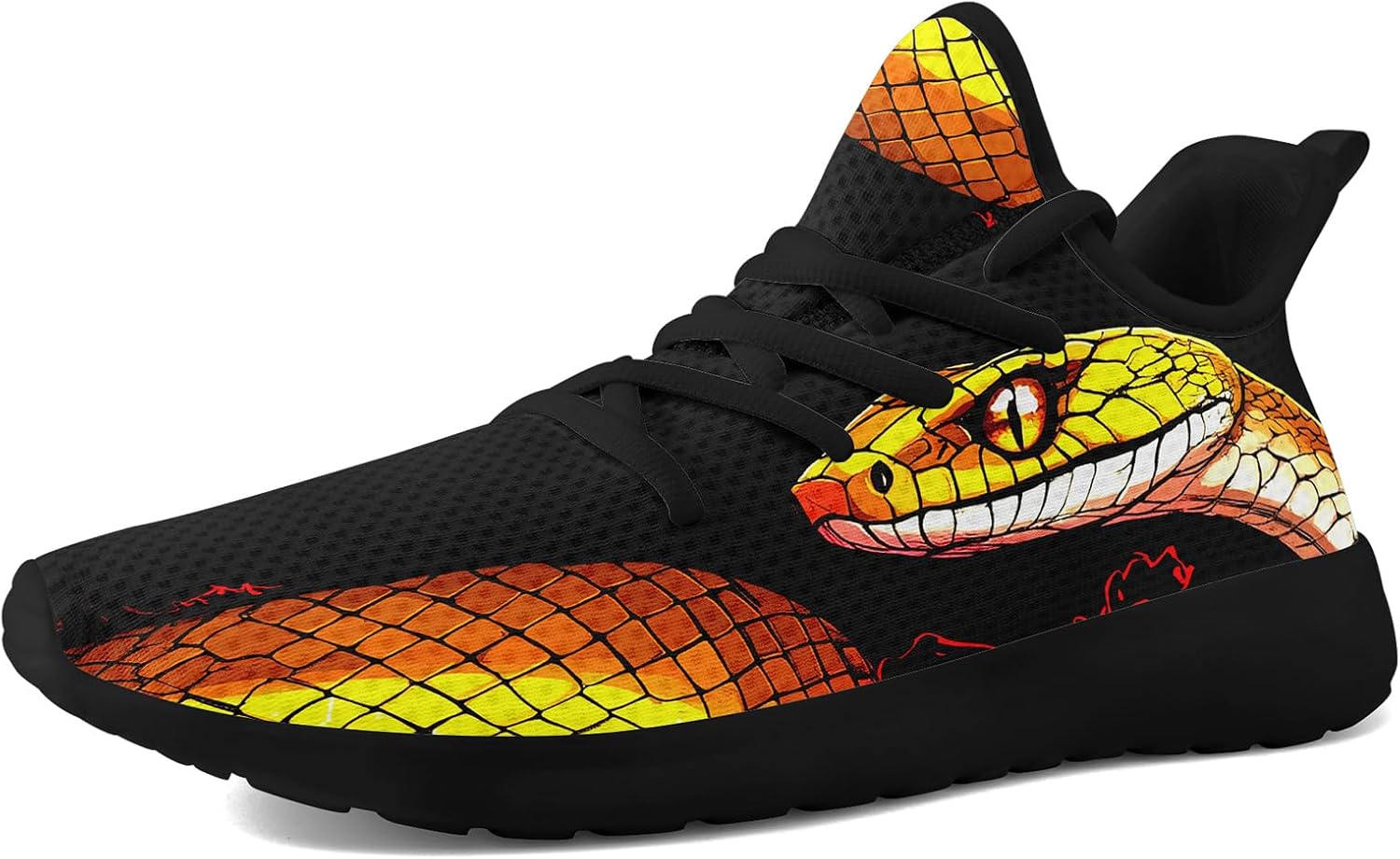 

Мужские кроссовки с принтом змея и цветами - легкие дышащие беговые обувь, стильные спортивные повседневные кроссовки для ходьбы Coolcustomize, оранжевый