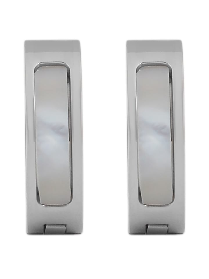 

Adeliás Женские серьги - серьги-кольца на шарнирах из нержавеющей стали с перламутровыми вставками серебристого цвета