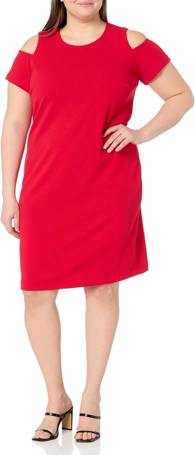 

Женское платье Tommy Hilfiger с открытыми плечами и короткими рукавами, Scarlet