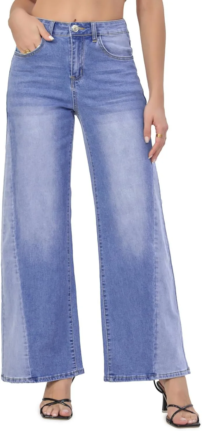 

Женские джинсы VIPONES широкие прямые с высокой талией и стрейч