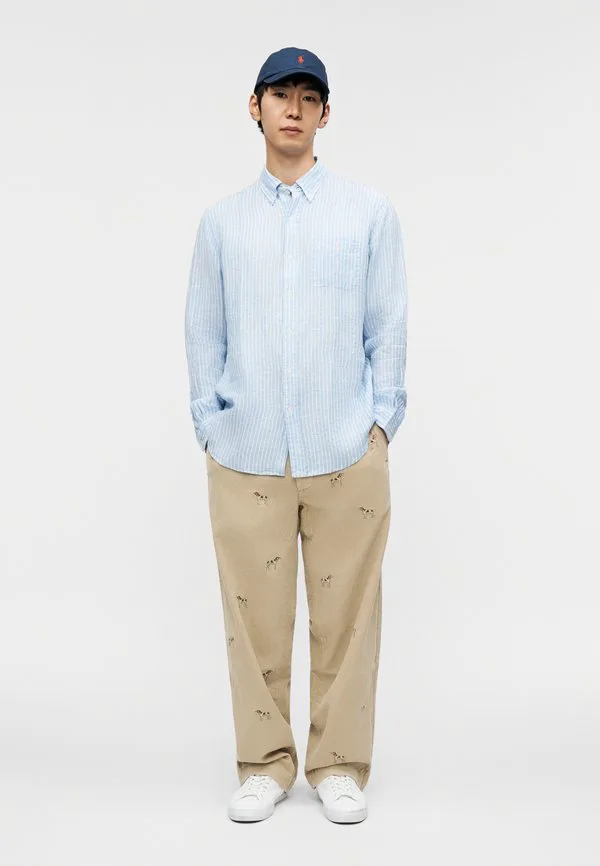 Рубашка из льна в полоску, сшитая на заказ. Polo Ralph Lauren, Harbor Island Blue/White — фото 2