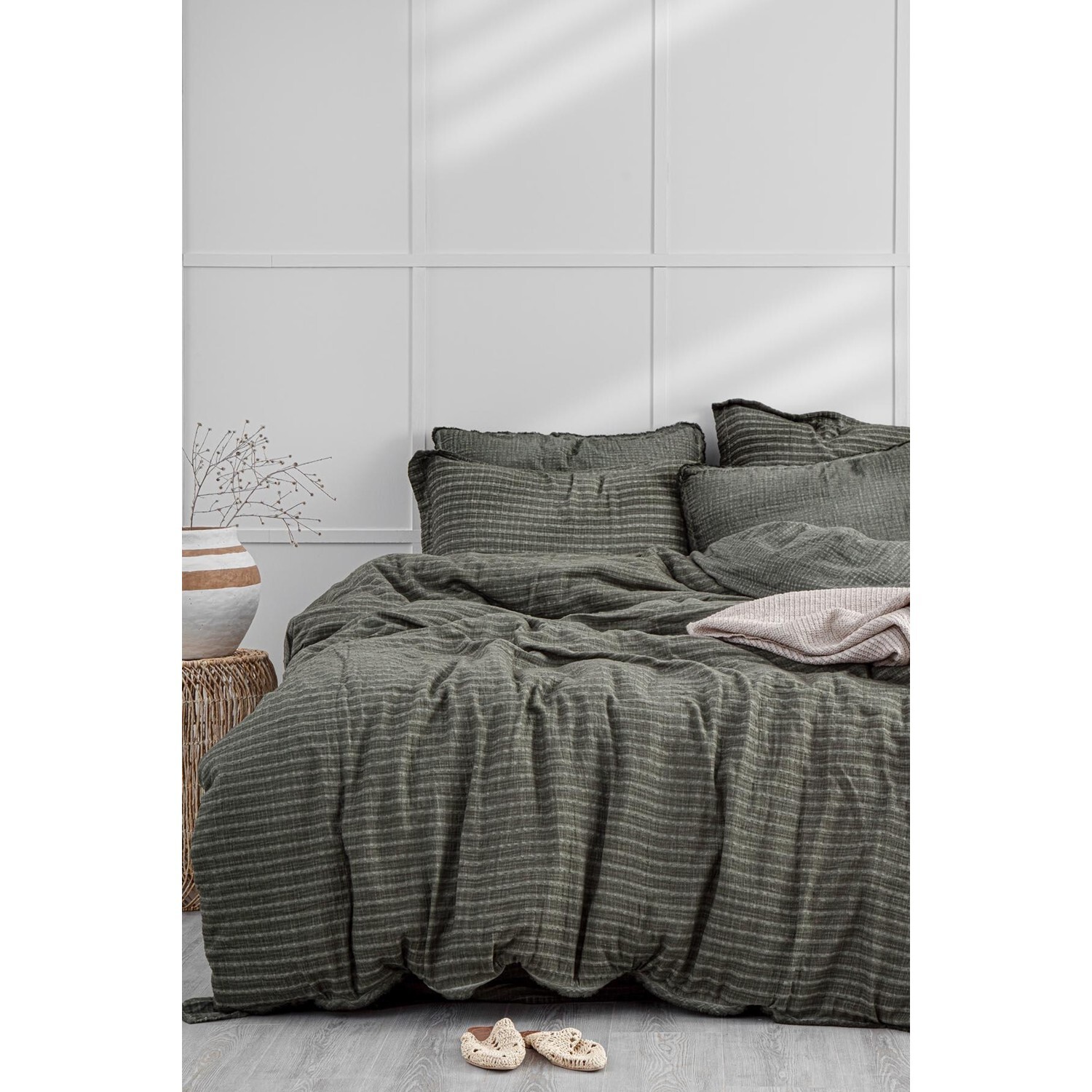 

Комплект постельного белья Ecocotton Tara, 100% органический хлопок, муслин, зеленый, 200X220 см