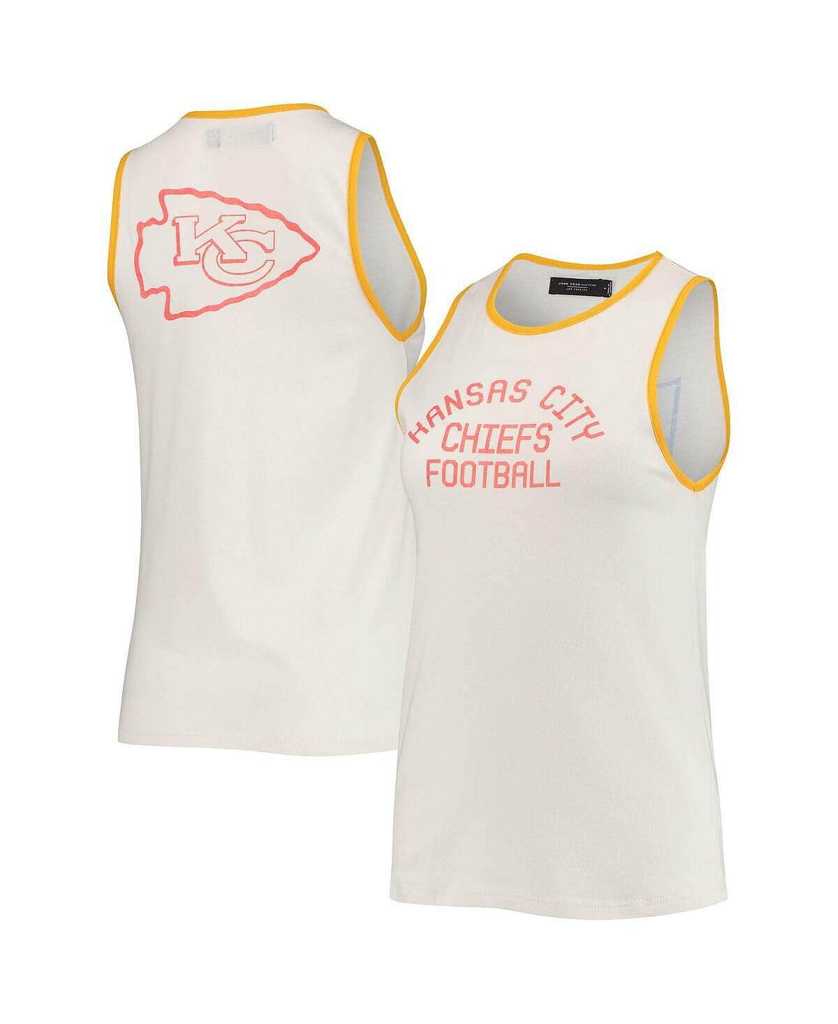 

Женская бело-золотая майка Kansas City Chiefs Throwback с круглым вырезом в стиле поп-переплет Junk Food