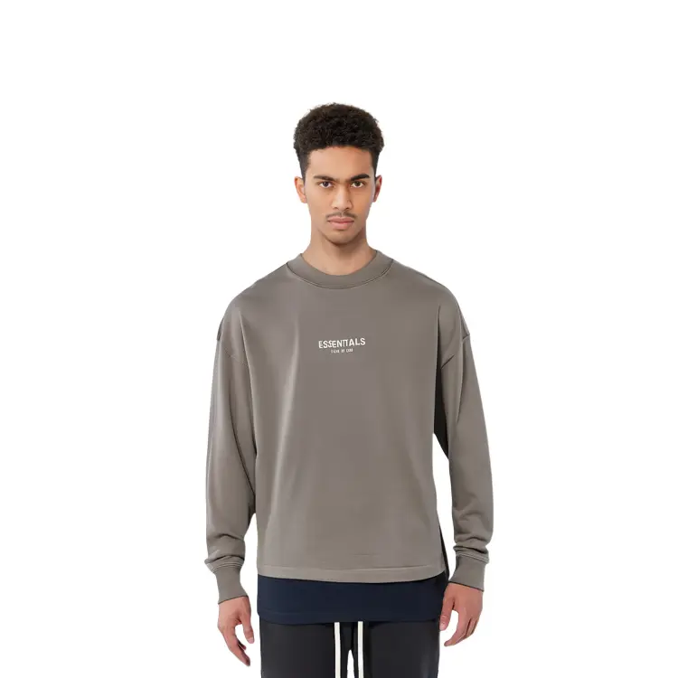 SS22 Толстовка мужская серо-коричневая Fear Of God Essentials, коричневый — фото 3