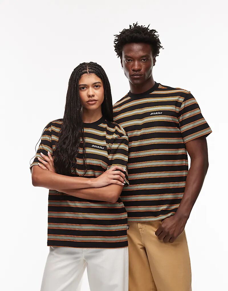 

Футболка Dickies York Heavyweight в полоску черного и зеленого цветов
