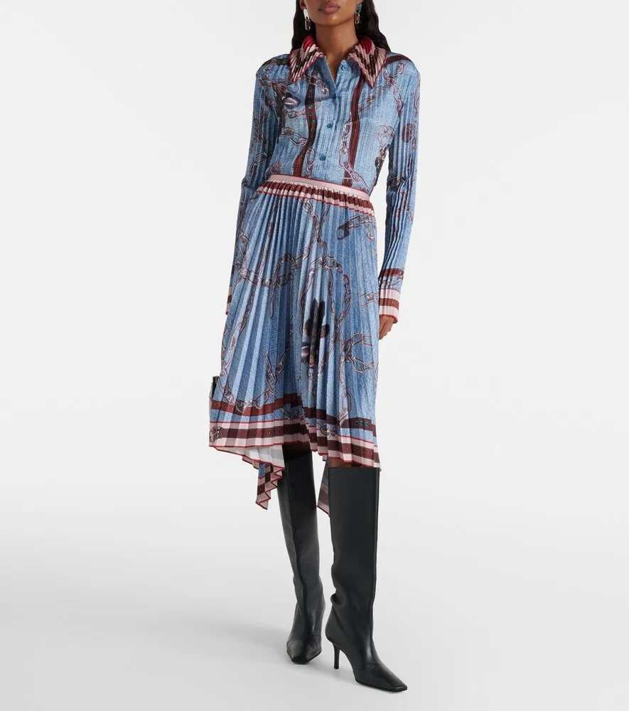 Плиссированная юбка миди с принтом Acne Studios, синий — фото 2