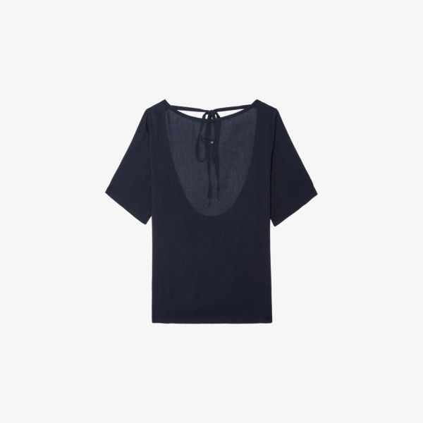 

Футболка Ella из хлопковой смеси свободного кроя с открытой спиной Zadig&Voltaire, цвет encre