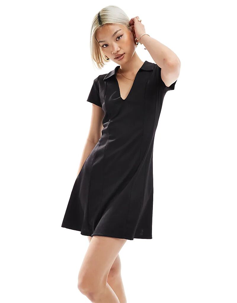 

Мини-платье шоколадного цвета с короткими рукавами ASOS DESIGN из ткани в стиле «скуба»