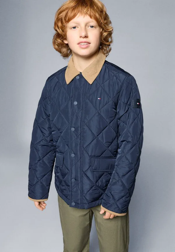 Стеганая куртка с контрастным воротником, легкая куртка Tommy Hilfiger, Dark Night Navy