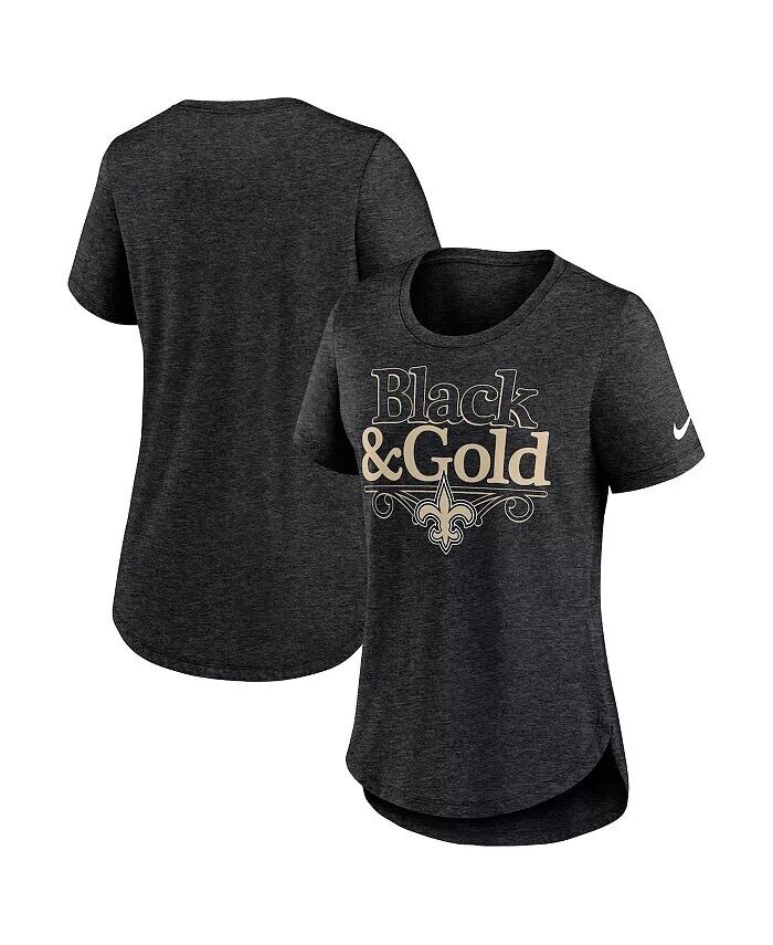 Женская черная футболка из трех смесей New Orleans Saints Local Fashion Heather Nike — фото 2