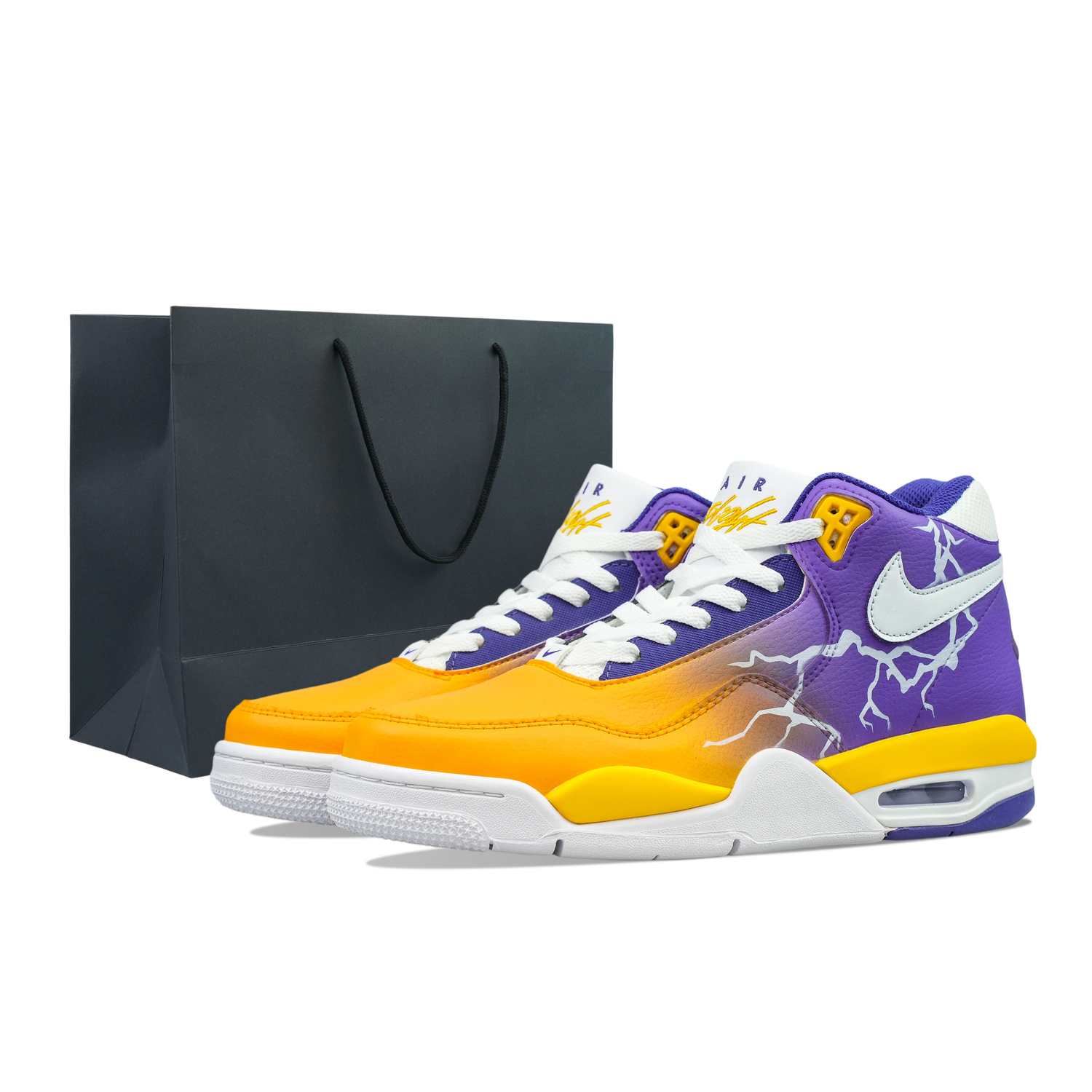 

Nike Легкие кроссовки Legacy с амортизацией, износостойкие мид-топ винтажные баскетбольные мужские Purple Yellow