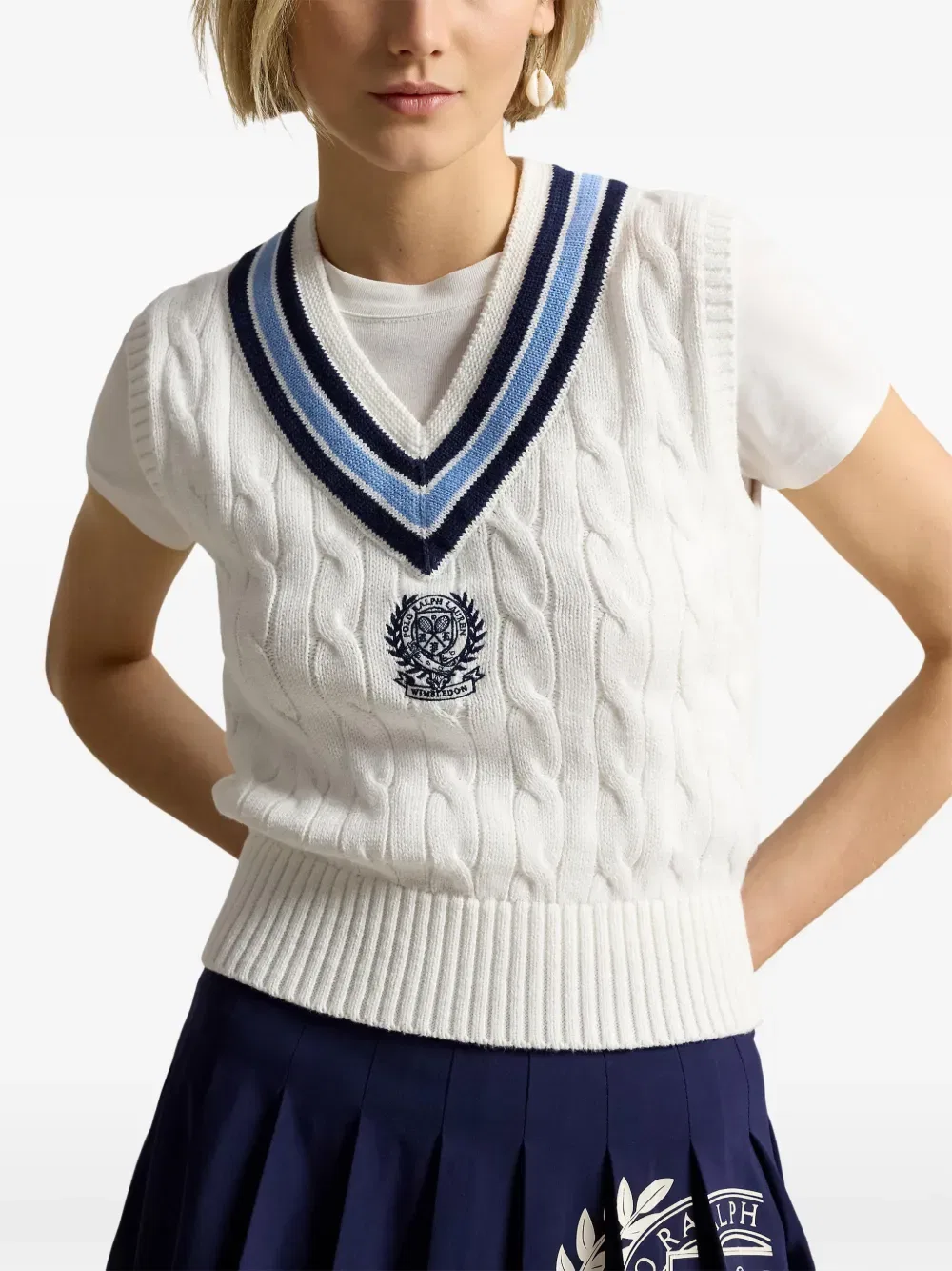 Жилет с V-образным вырезом Polo Ralph Lauren, белый — фото 3
