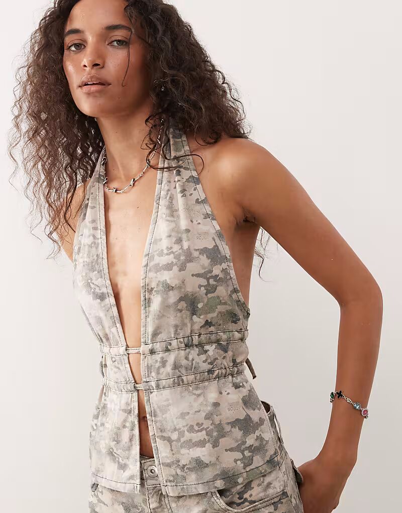 

Топ с завязками, камуфляжного цвета Collusion