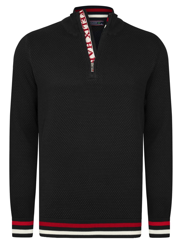 

Хлопковый свитер с застежкой-молнией на половину длины, черный Felix Hardy