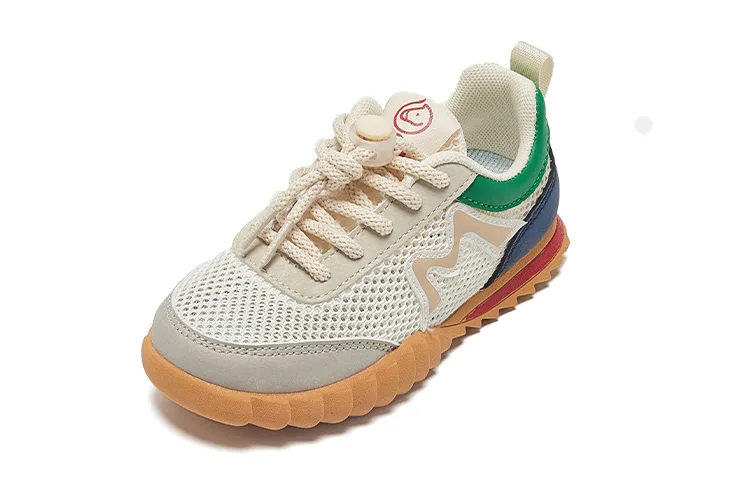 Детские кроссовки low top из искусственной кожи и текстиля, нескользящие и дышащие MQD, Beige/Khaki[Breathable Mesh] — фото 4