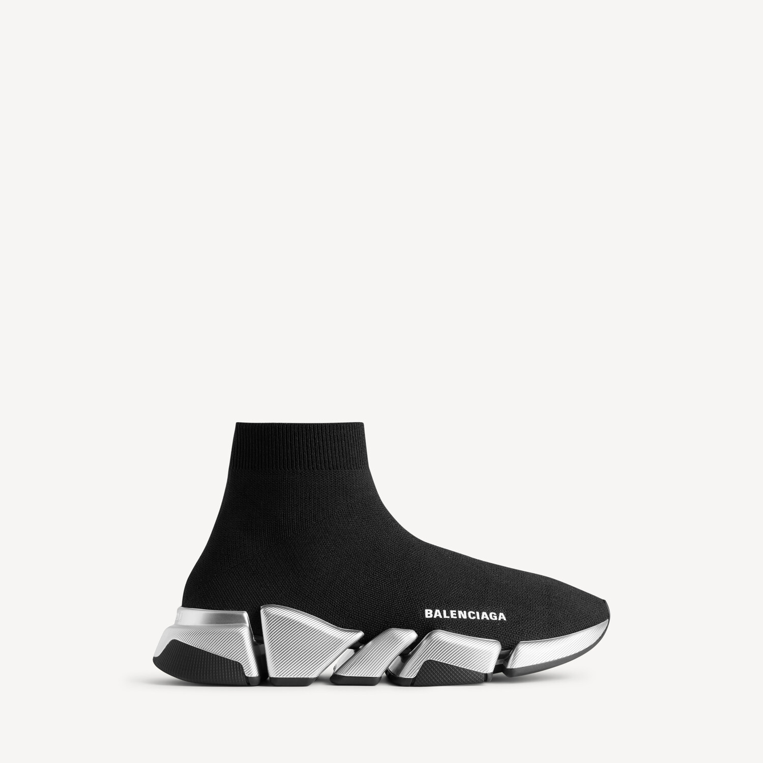 Кроссовки speed 2.0 из переработанного трикотажа для женщин в черно-сером цвете BALENCIAGA, серебристый/черный