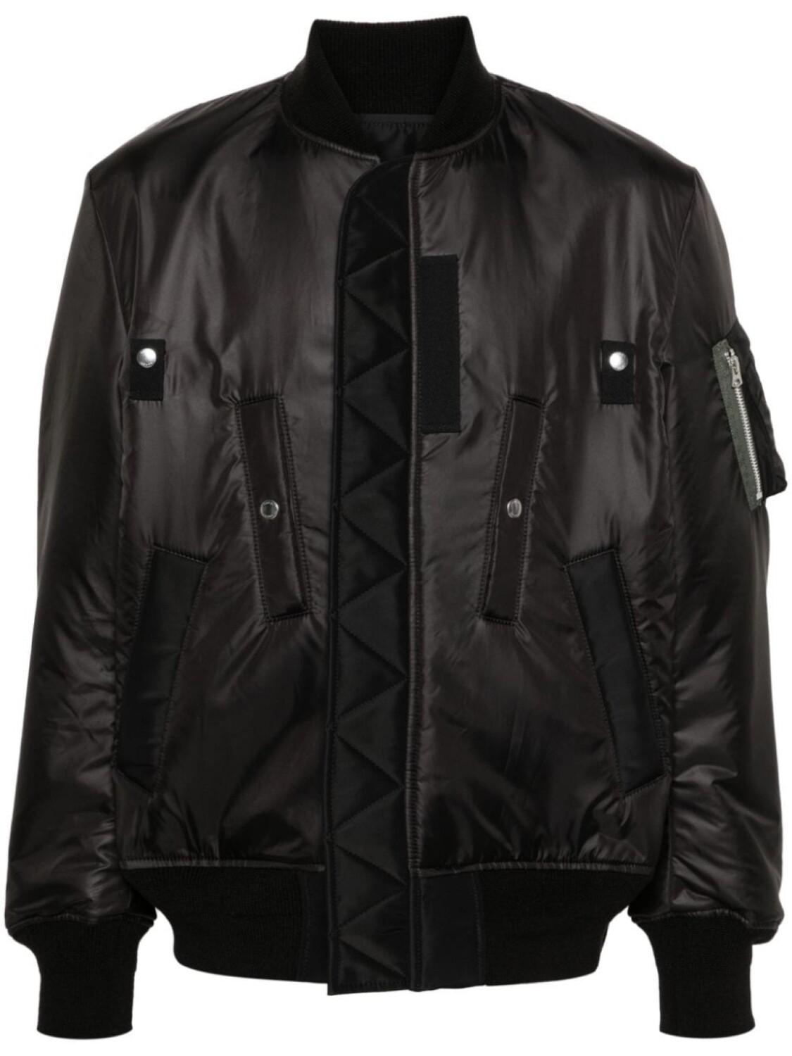 

sacai пуховик с отделкой в рубчик, черный