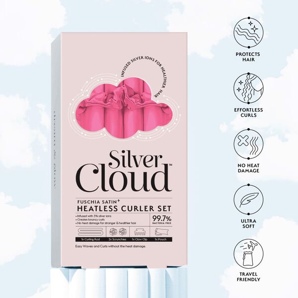 Бигуди атласные с ионами серебра, фуксия, 1 шт. Silver Cloud Fuchsia heatless curlers — фото 4