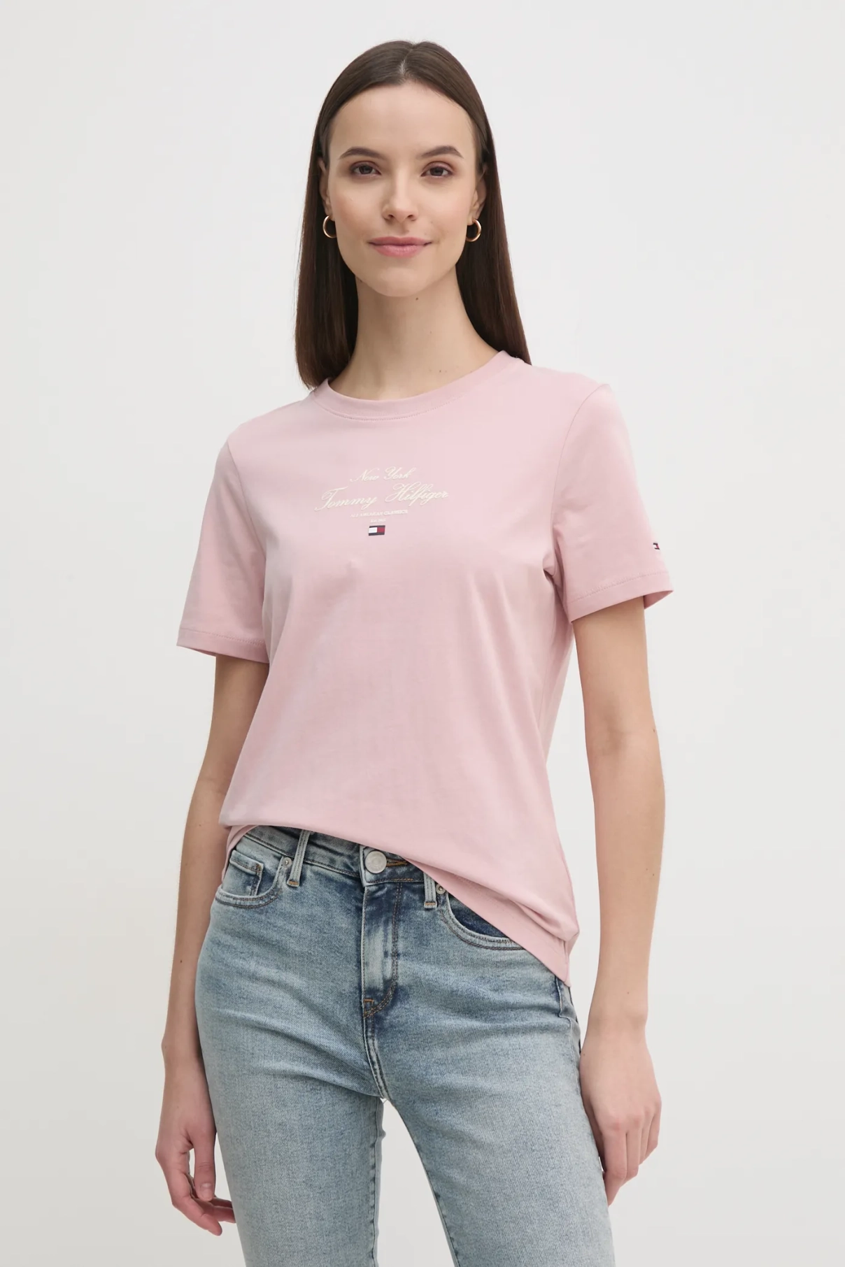 

Хлопковая футболка Tommy Hilfiger, розовый