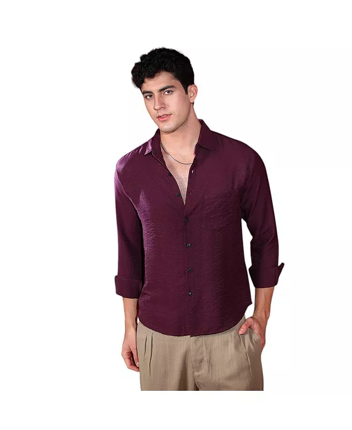 

Мужская рубашка свободного кроя Plum Purple Breezy Wrinked Relaxed Campus Sutra, фиолетовый