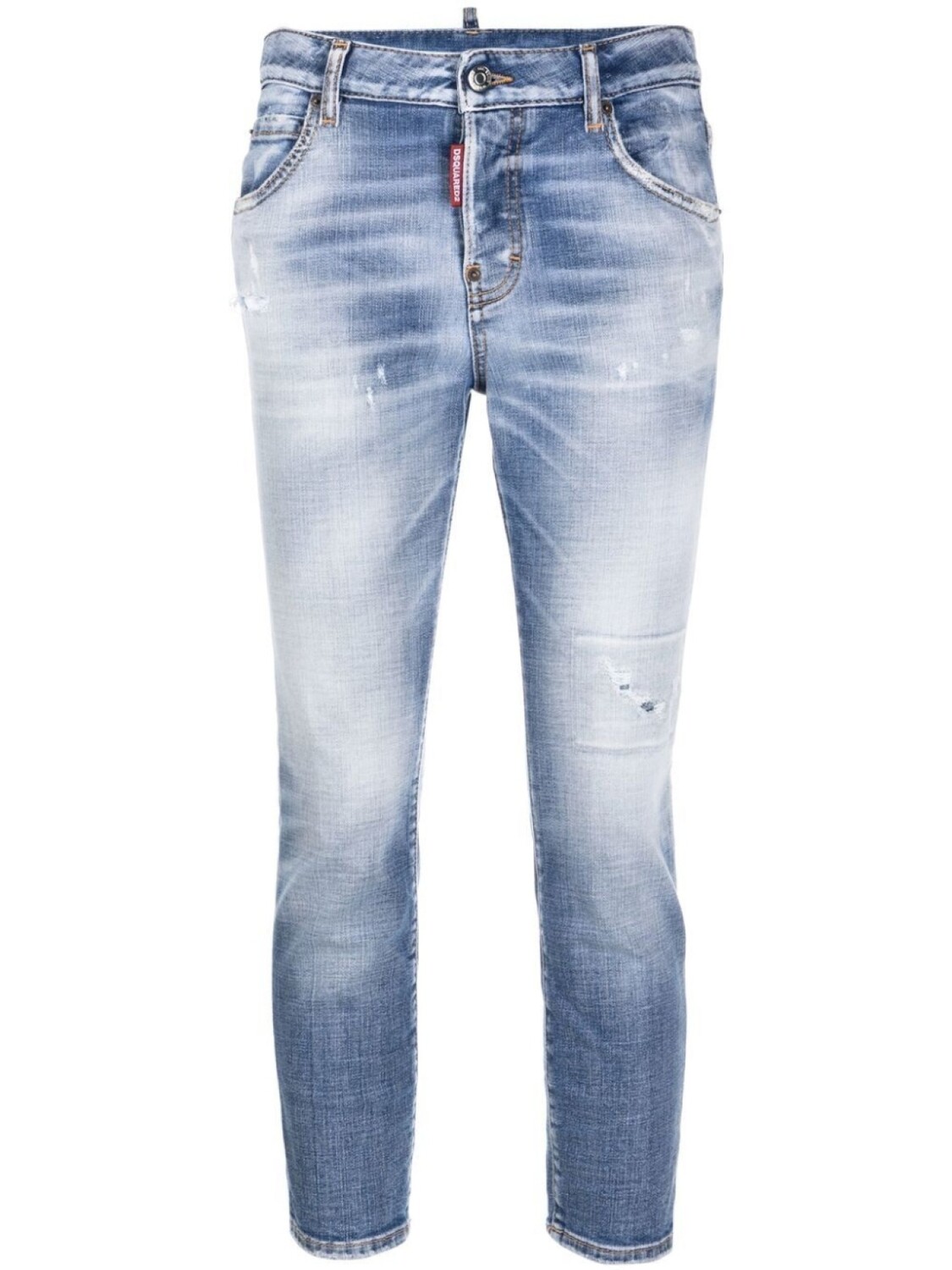 

Dsquared2 укороченные джинсы с эффектом потертости, синий