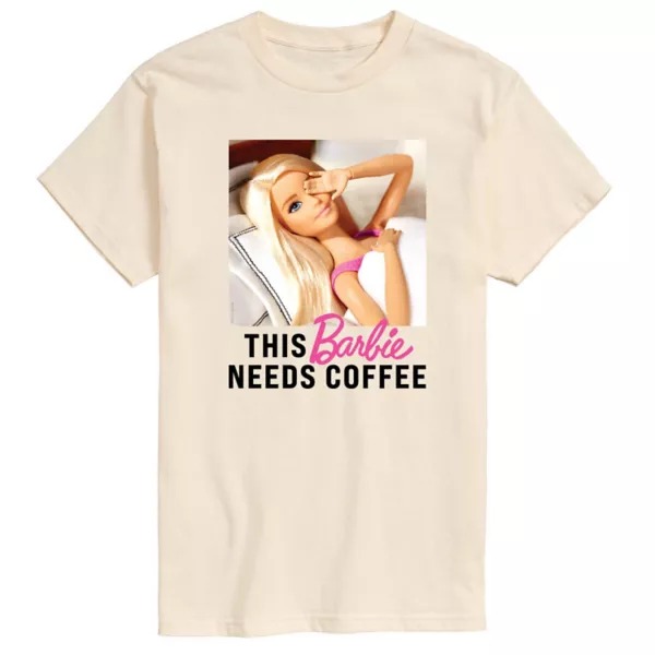 

Мужская футболка с принтом "Нужен кофе" This Needs Coffee Barbie, бежевый