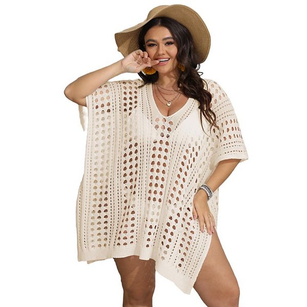 

Женское пляжное платье-парео с V-образным вырезом и короткими рукавами, plus size Seoria, Apricot