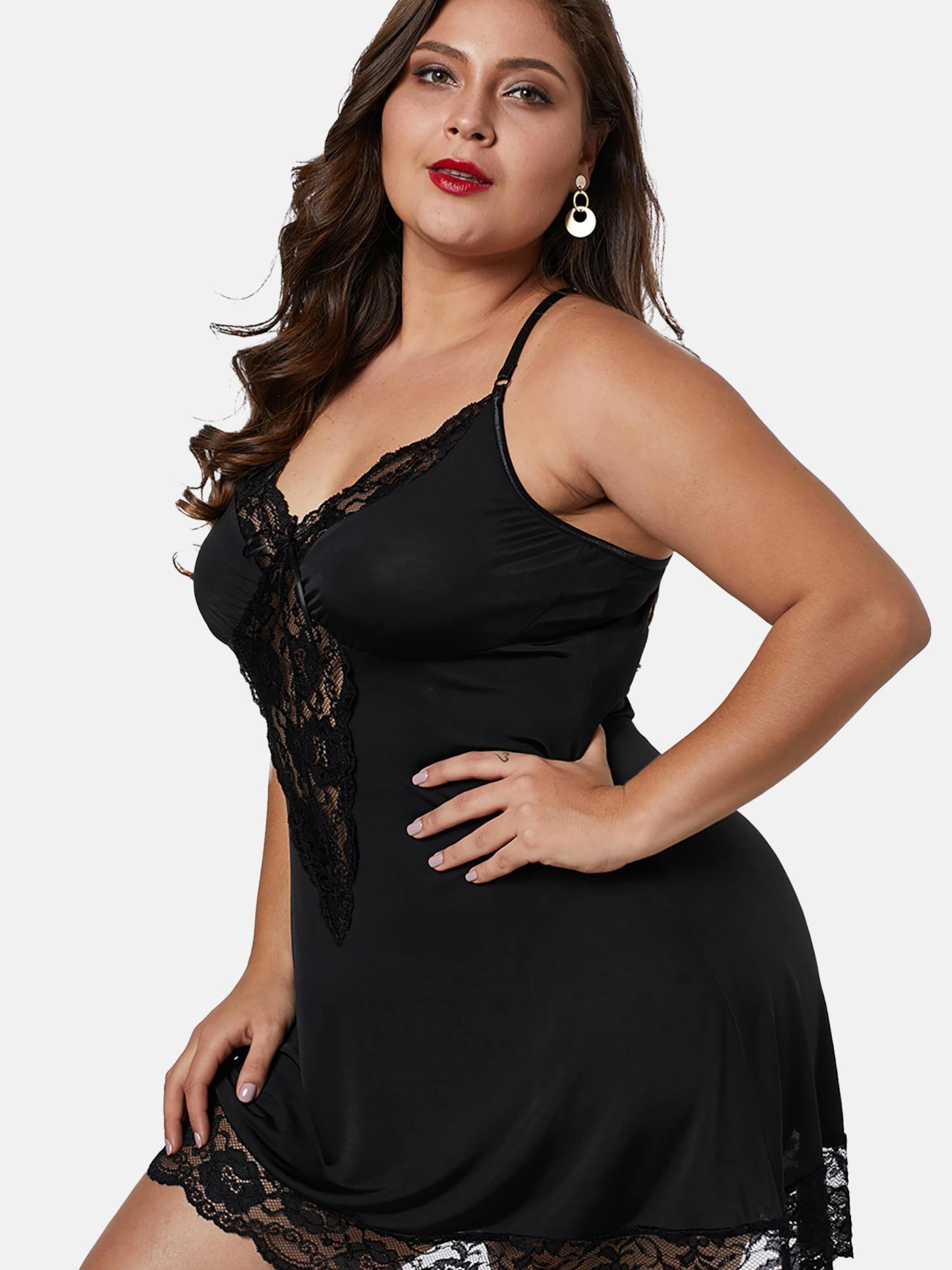 

ORGANZA Lingerie Пеньюар 'Plus Size Negligé Set' в черном цвете